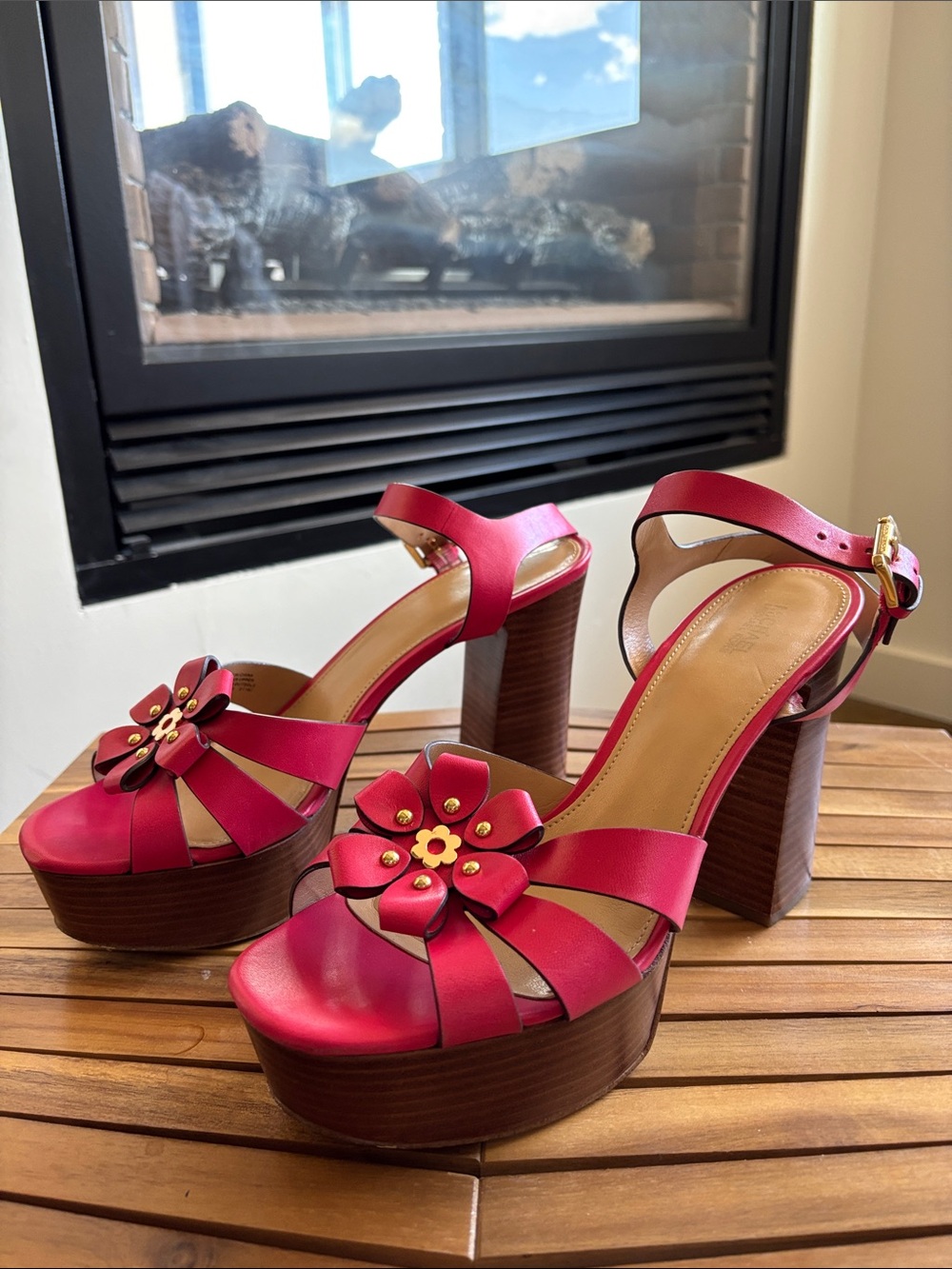 Michael Kors Hot Pink Floral Platform Sandals